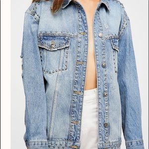 Free People Studded Denim Jacket M
